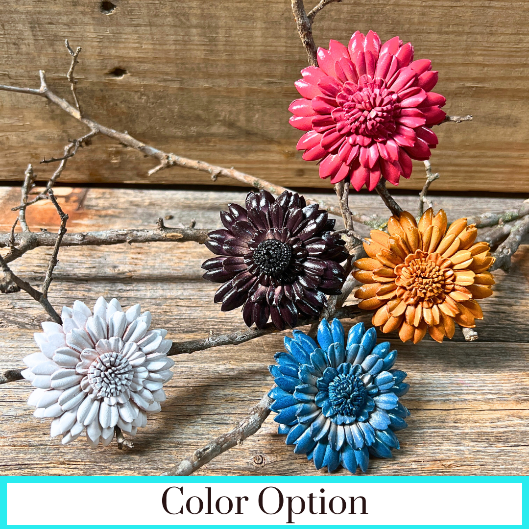 Hand Painted Leather Flowers - Daisies