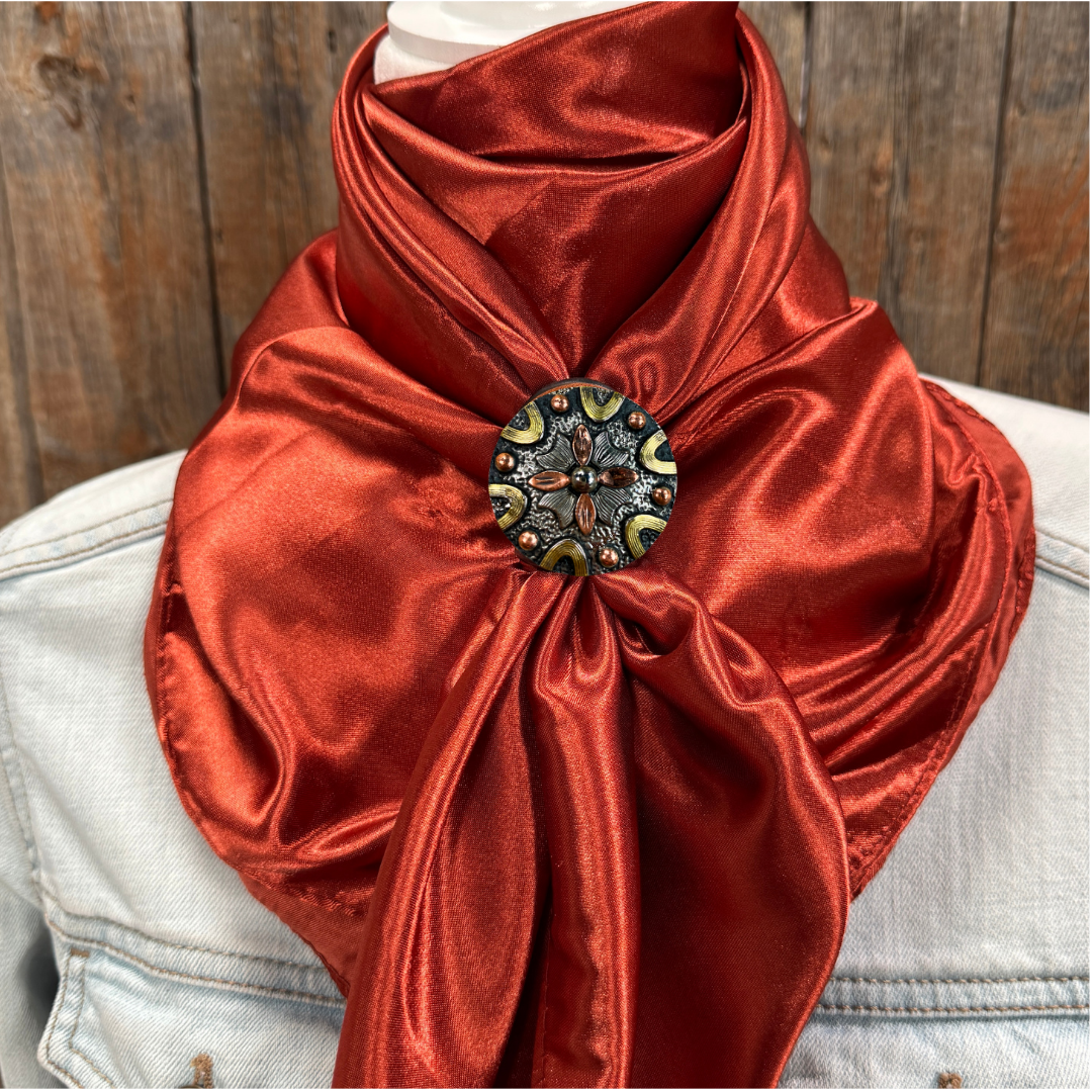 35X35" Solid Rust Wild Rag / Scarf WRS16 - Western Concho Wild Rag Slides - Assorted