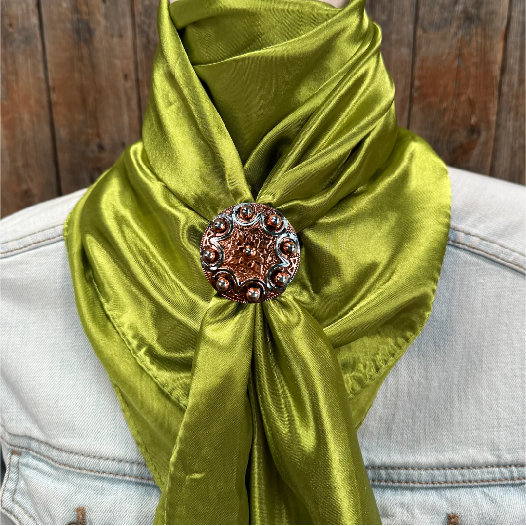 35X35" Solid Light Green Wild Rag / Scarf WRS22 - Western Concho Wild Rag Slides - Assorted