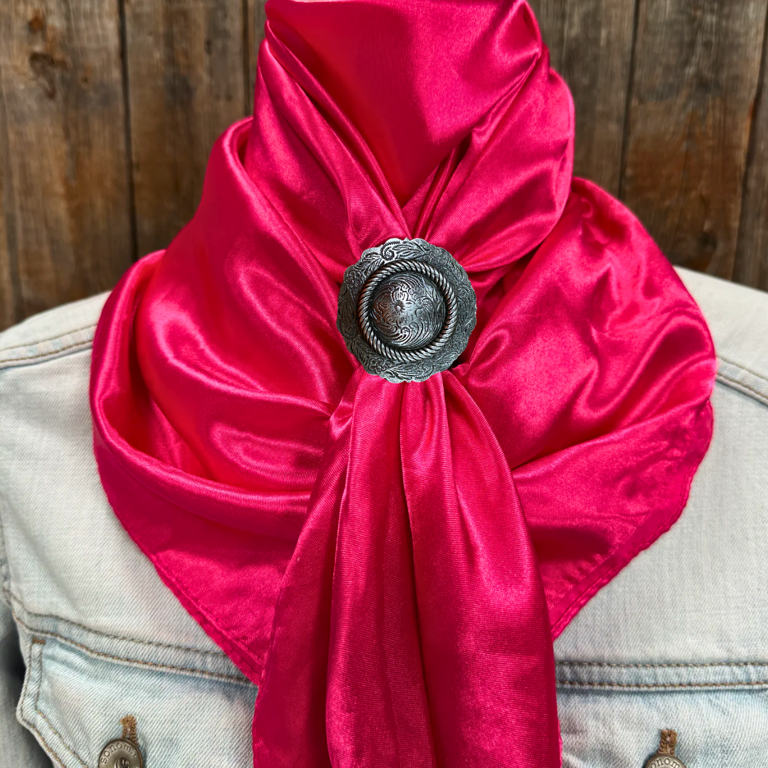 35X35" Solid Hot Pink Wild Rag / Scarf WRS25 - Western Concho Wild Rag Slides - Assorted