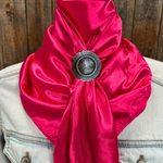 35X35" Solid Hot Pink Wild Rag / Scarf WRS25 - Western Concho Wild Rag Slides - Assorted