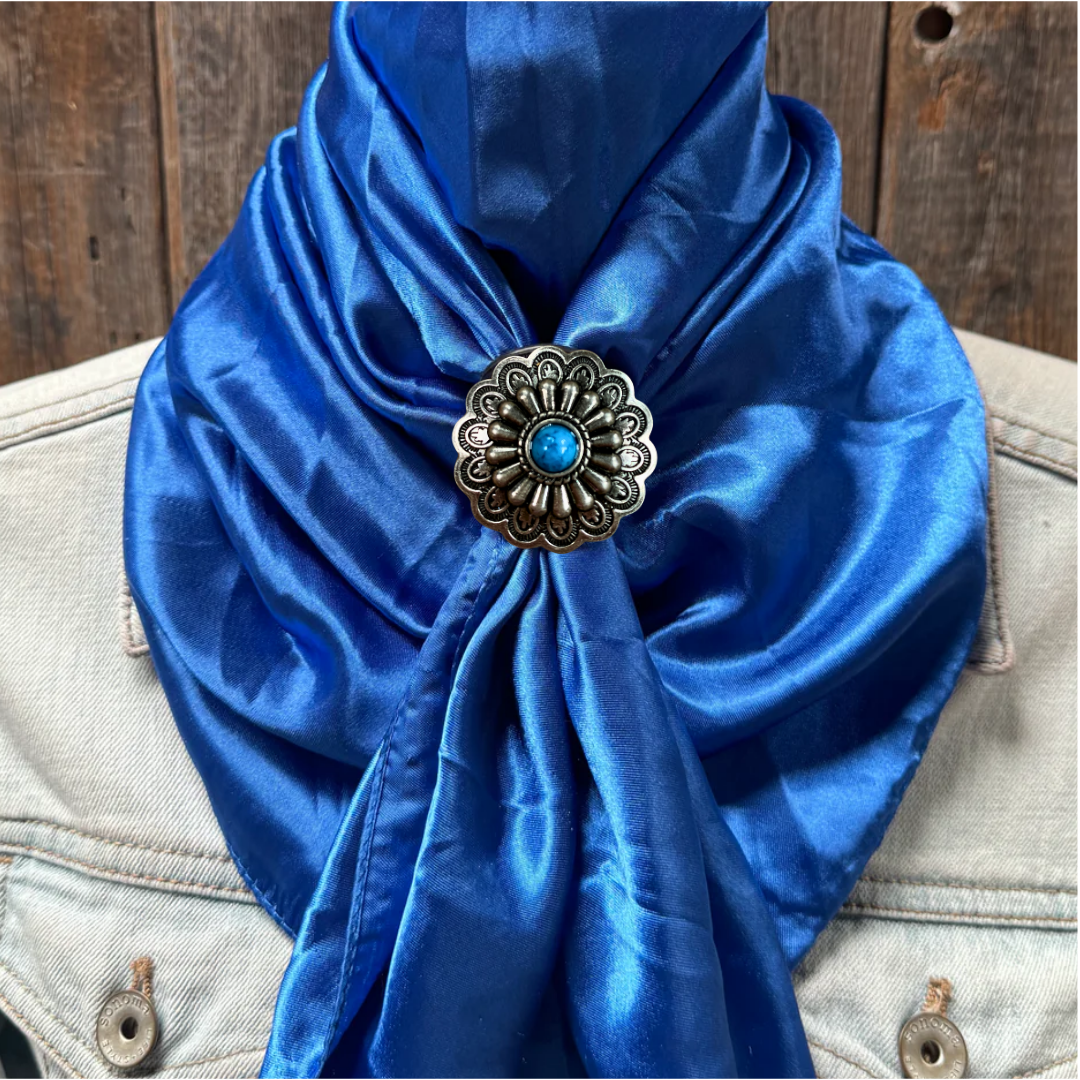 35X35" Solid Electric Blue Wild Rag / Scarf WRS17 - Western Concho Wild Rag Slides - Assorted