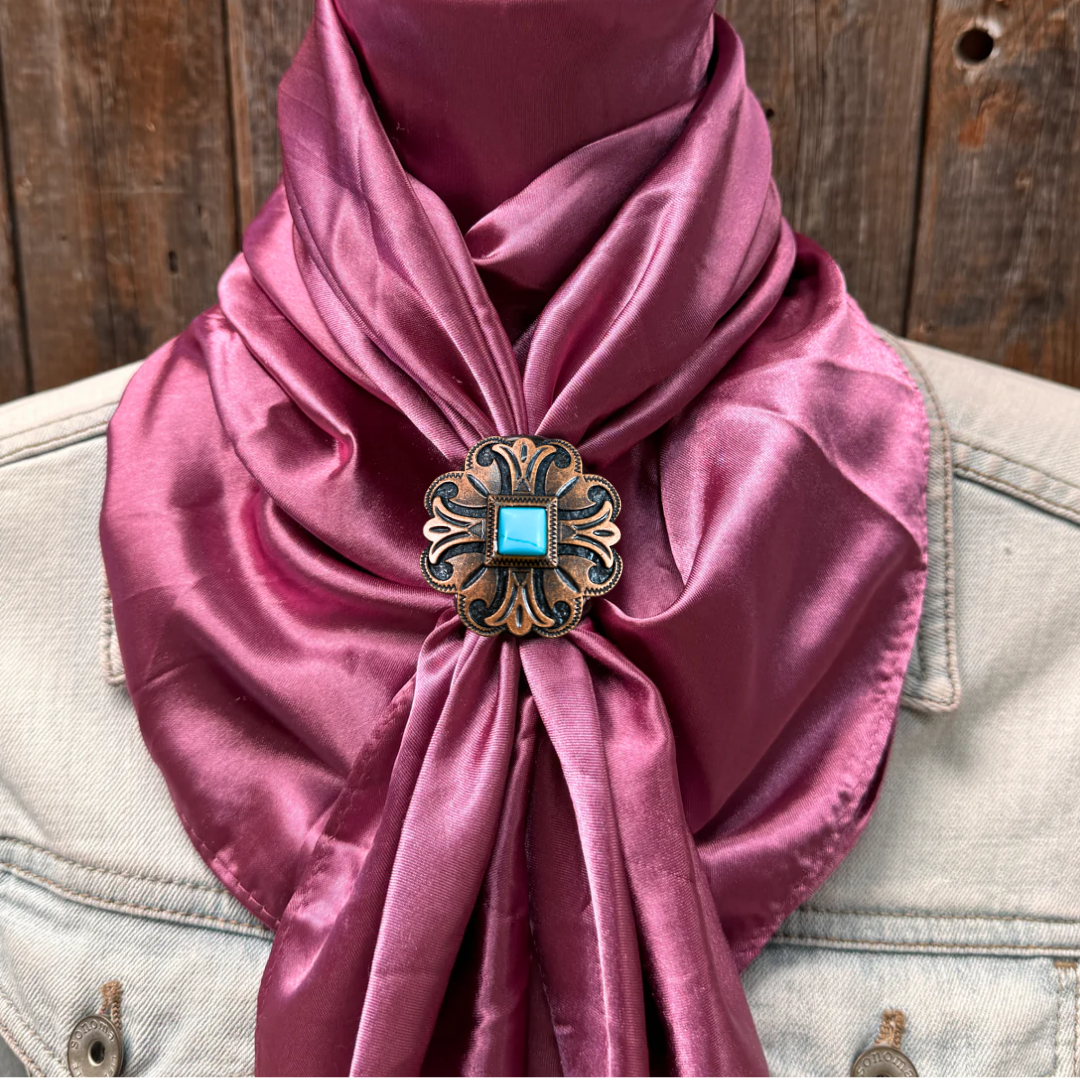 35X35" Solid Rose Wild Rag / Scarf WRS6 - Western Concho Wild Rag Slides - Assorted