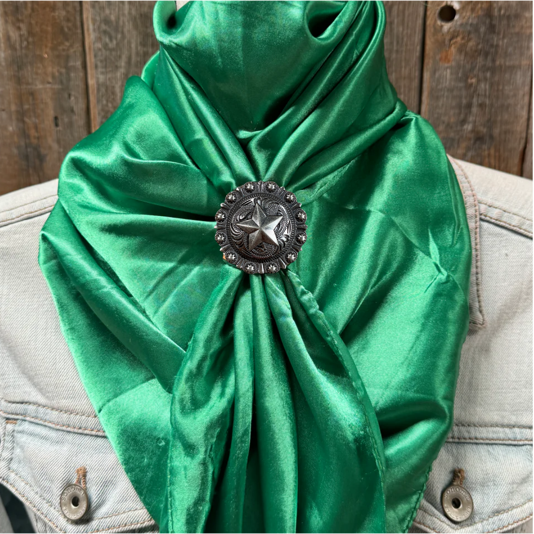 35X35" Solid Green Wild Rag / Scarf WRS18 - Western Concho Wild Rag Slides - Assorted