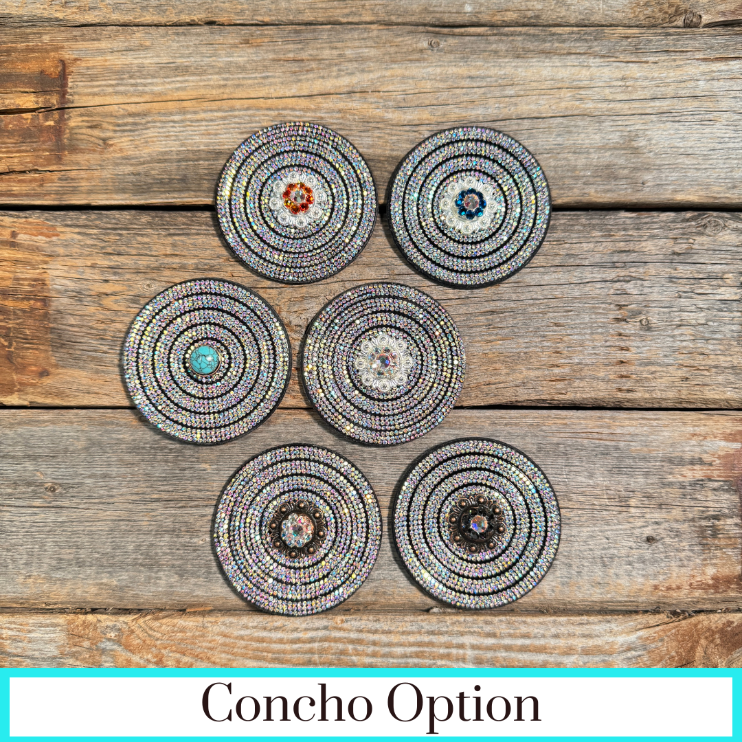 Black AB Circle Rhinestone Rosette - Assorted Conchos