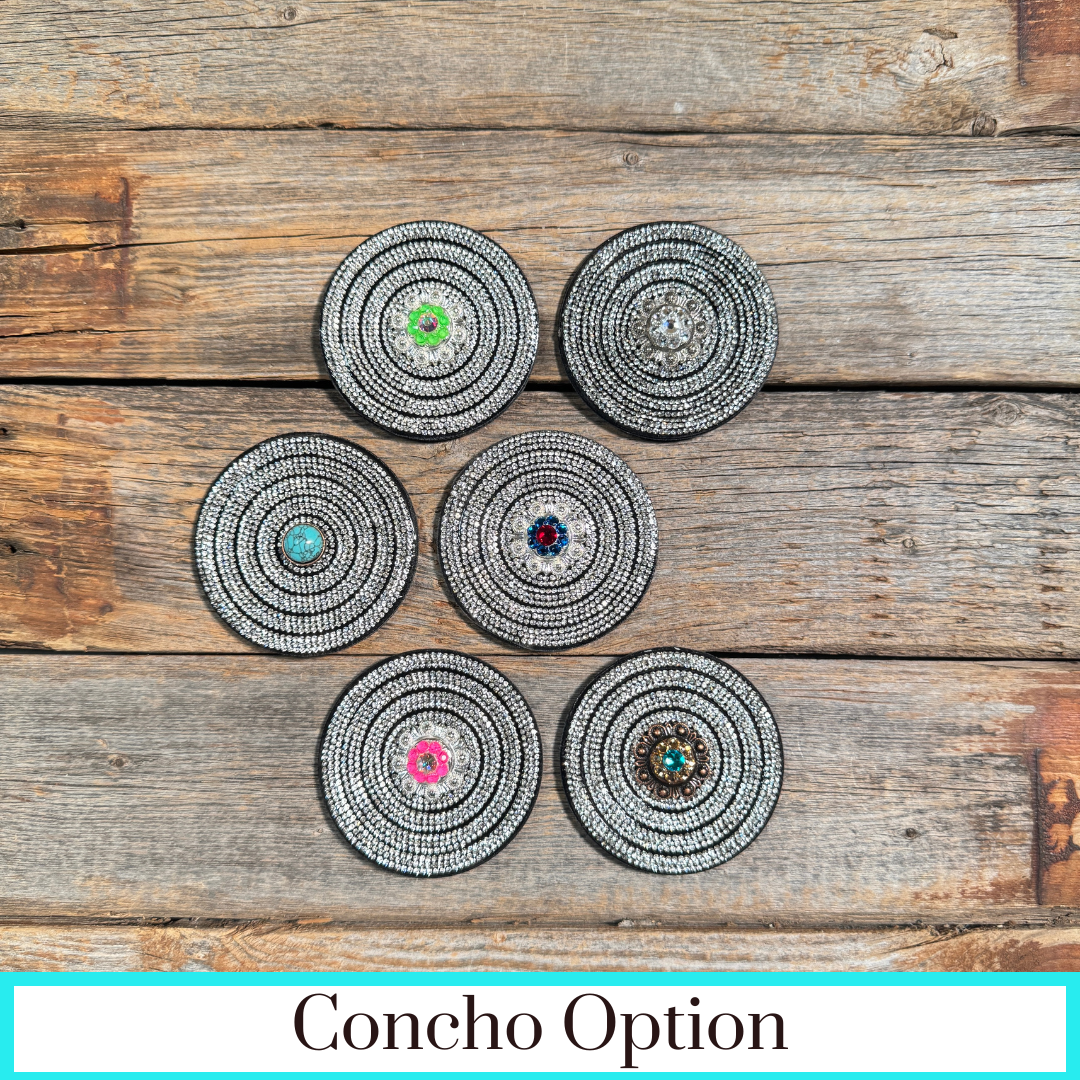 Black Clear Circle Rhinestone Rosette - Assorted Conchos