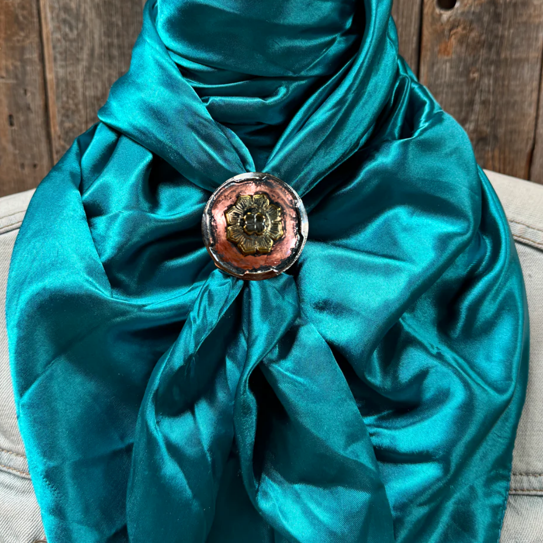 35X35" Solid Teal Wild Rag / Scarf WRS5 - Western Concho Wild Rag Slides - Assorted