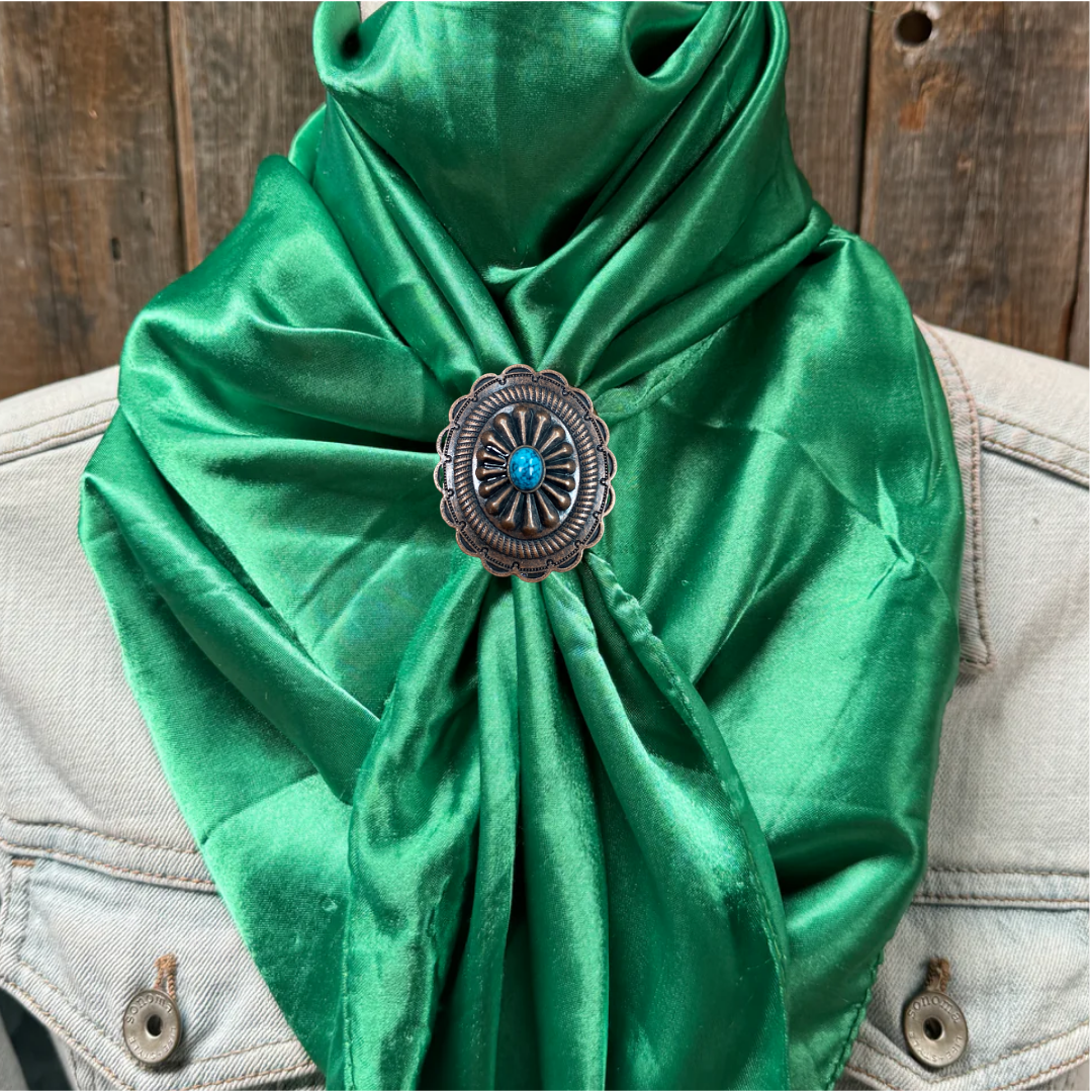 35X35" Solid Green Wild Rag / Scarf WRS18 - Western Concho Wild Rag Slides - Assorted