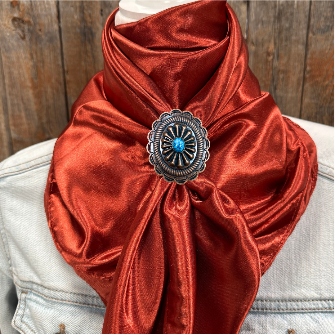 35X35" Solid Rust Wild Rag / Scarf WRS16 - Western Concho Wild Rag Slides - Assorted