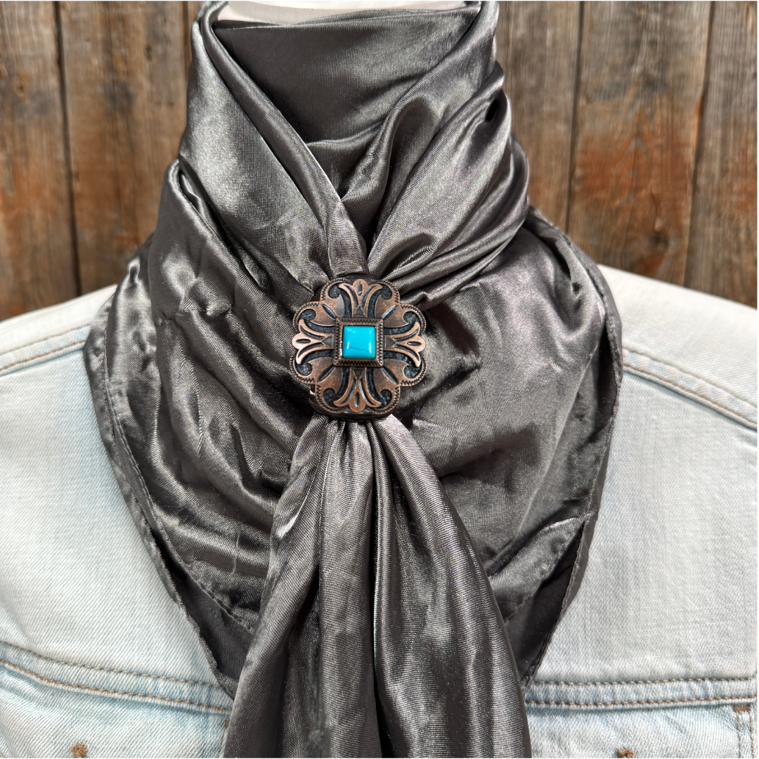 35X35" Solid Silver / Grey Wild Rag / Scarf WRS15 - Western Concho Wild Rag Slides - Assorted