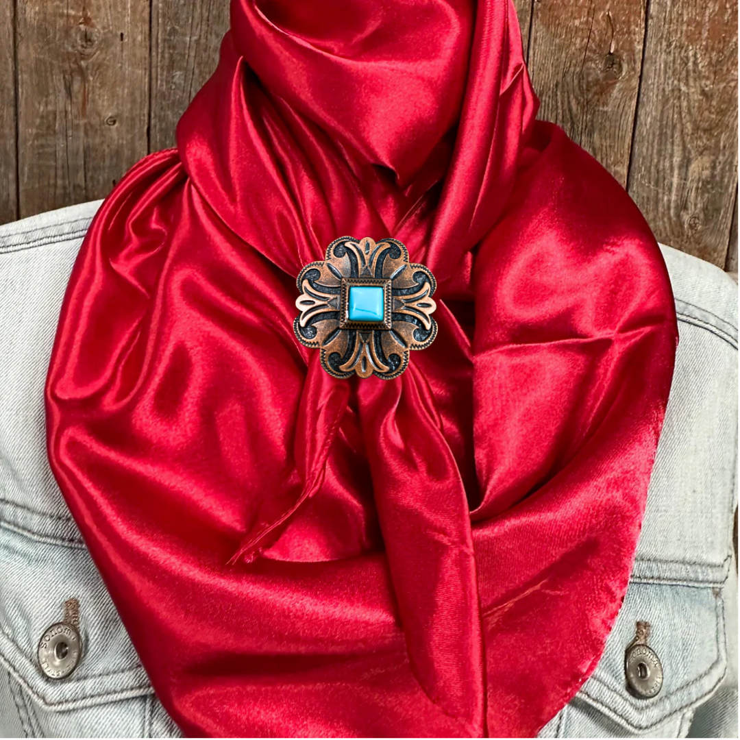 35X35" Solid Electric Red Wild Rag / Scarf WRS10 - Western Concho Wild Rag Slides - Assorted