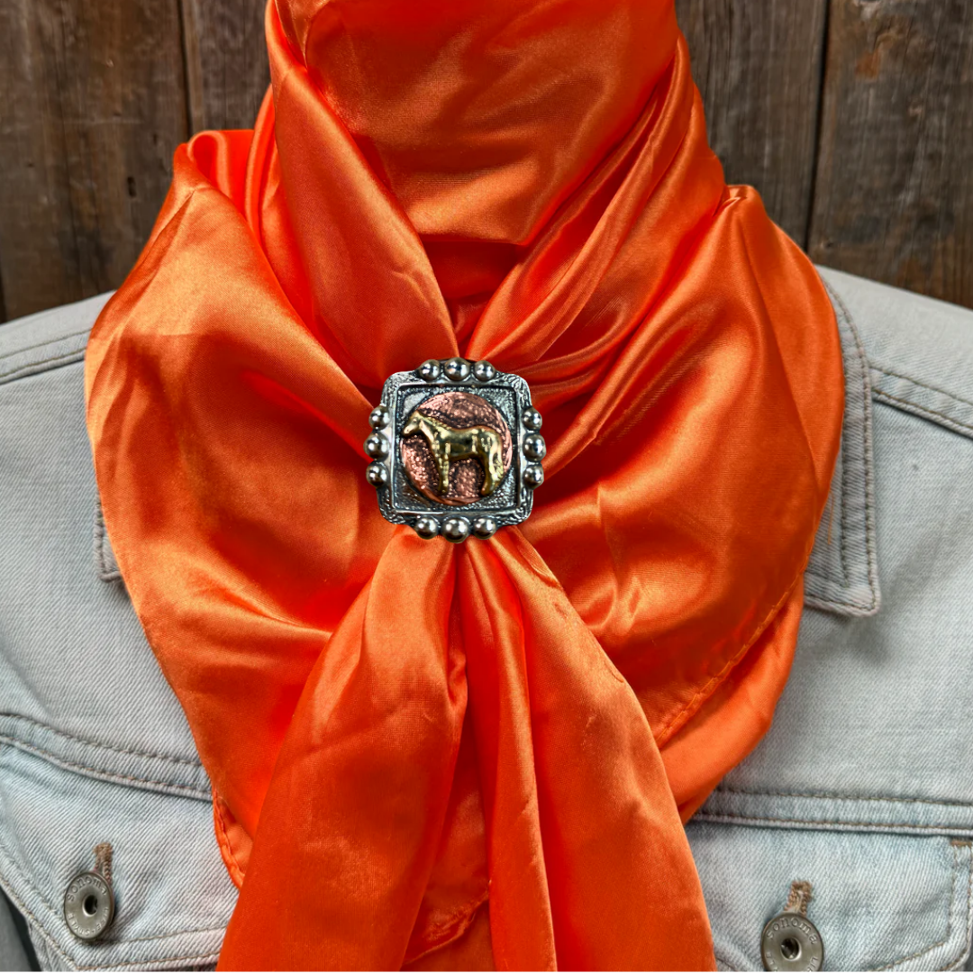 35X35" Solid Orange Wild Rag / Scarf WRS20 - Western Concho Wild Rag Slides - Assorted