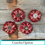 Red Lotus Leather Flowers - 1" Crystal Conchos - Options