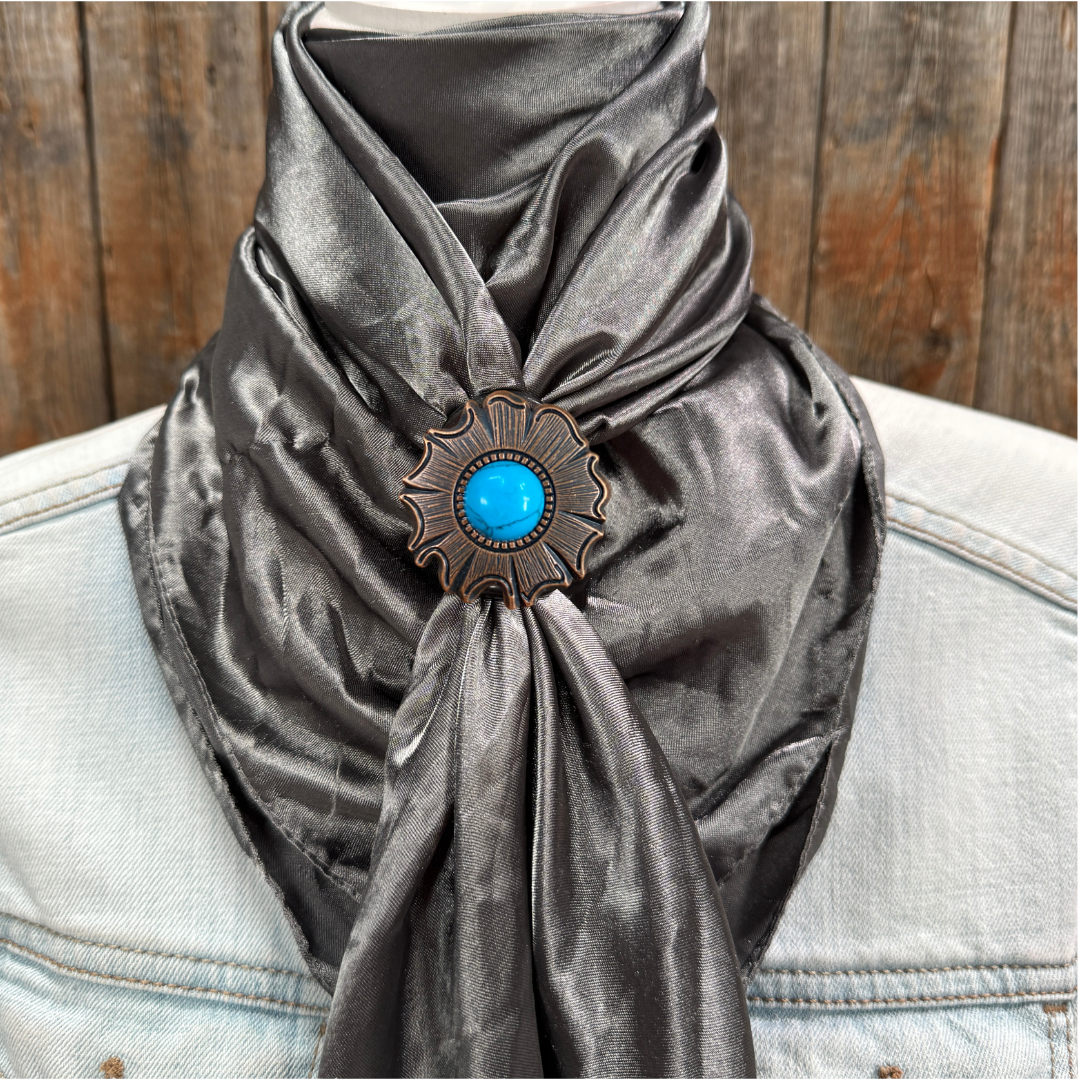 35X35" Solid Silver / Grey Wild Rag / Scarf WRS15 - Western Concho Wild Rag Slides - Assorted