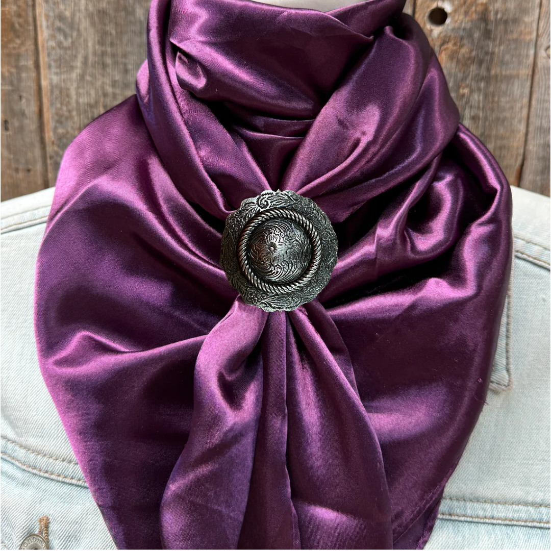 35X35" Solid Plum Wild Rag / Scarf WRS21 - Western Concho Wild Rag Slides - Assorted