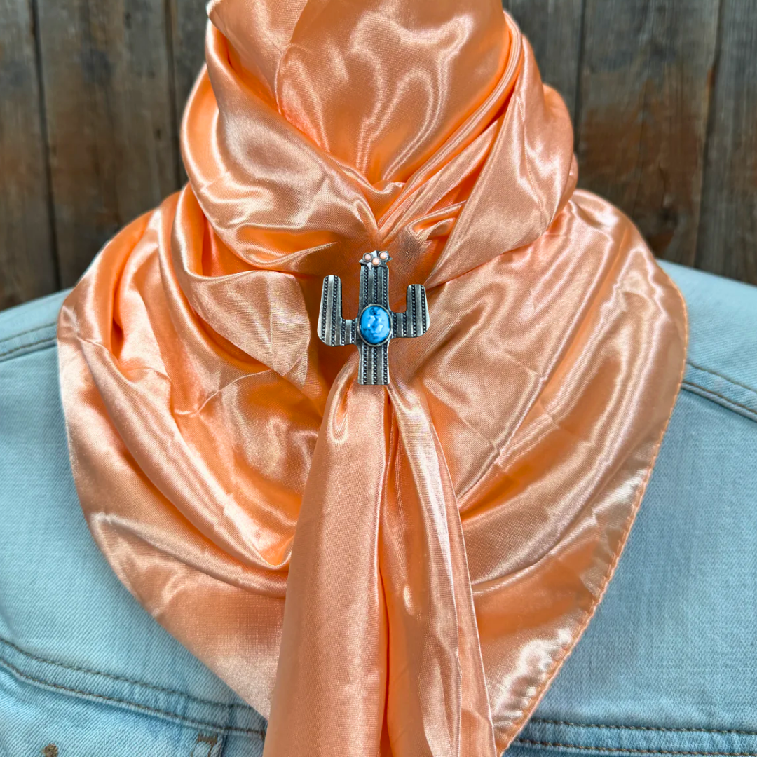 35X35" Solid Peach Wild Rag / Scarf WRS24 - Western Concho Wild Rag Slides - Assorted