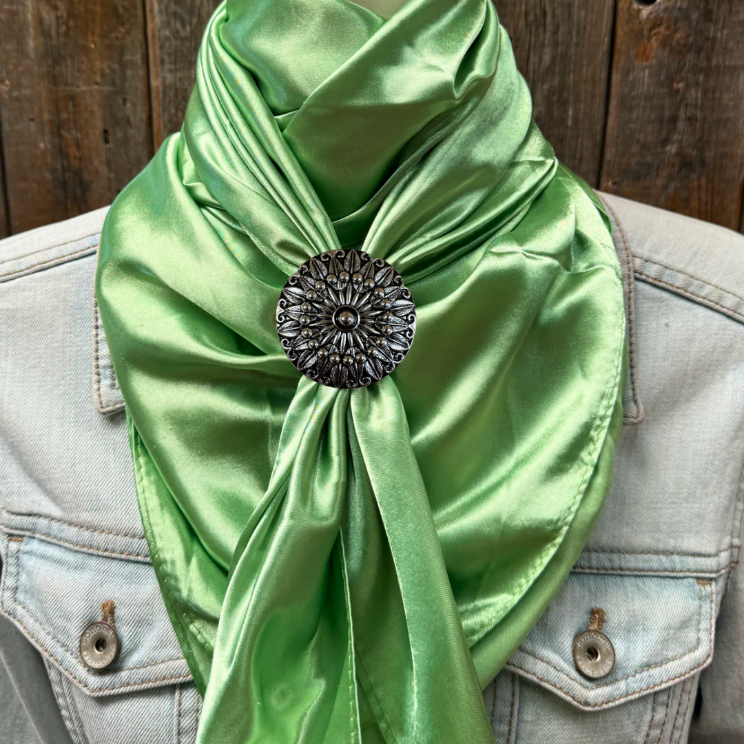 35X35" Solid Lime Wild Rag / Scarf WRS26 - Western Concho Wild Rag Slides - Assorted