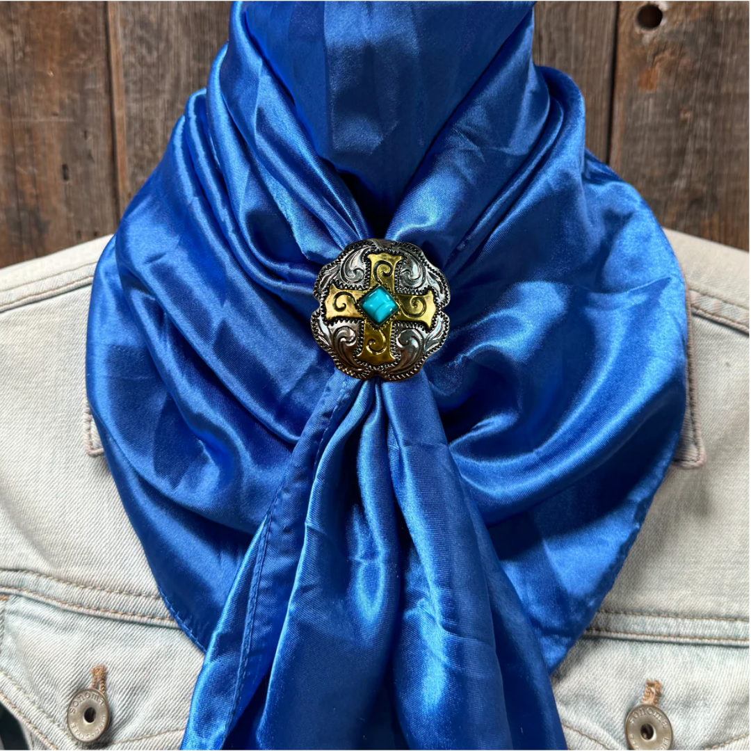 35X35" Solid Electric Blue Wild Rag / Scarf WRS17 - Western Concho Wild Rag Slides - Assorted