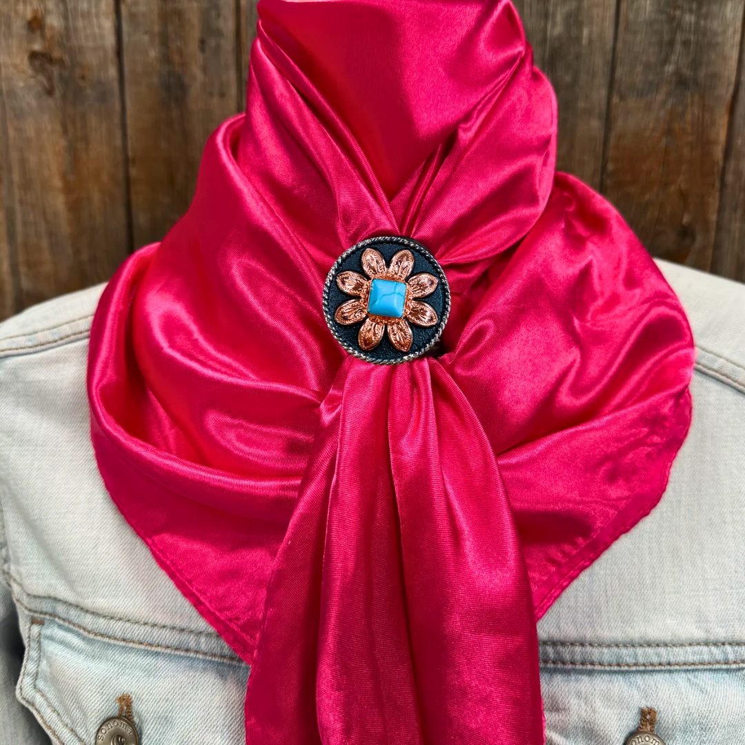 35X35" Solid Hot Pink Wild Rag / Scarf WRS25 - Western Concho Wild Rag Slides - Assorted