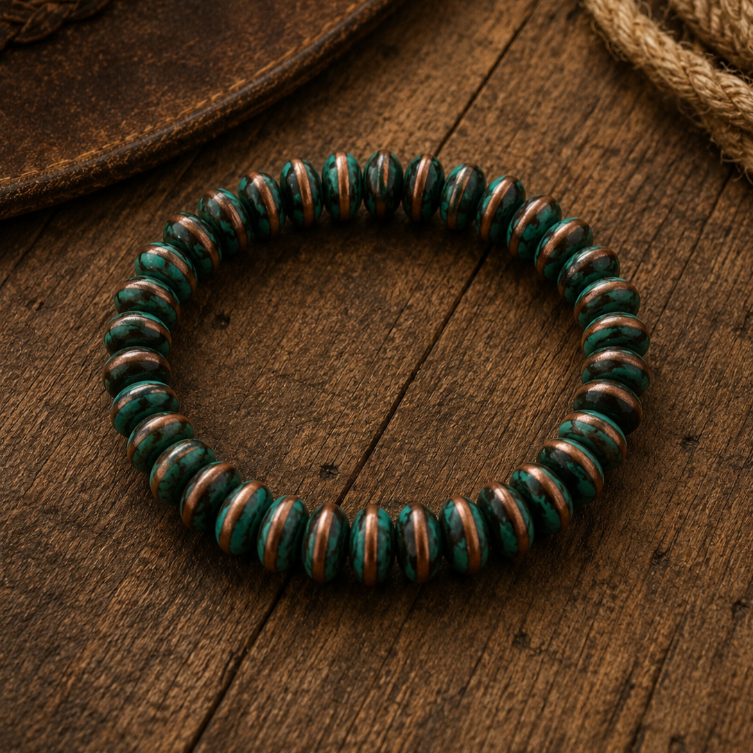 Patina Copper Fashion Navajo Pearl Stretch Bracelet