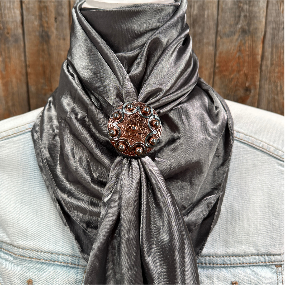 35X35" Solid Silver / Grey Wild Rag / Scarf WRS15 - Western Concho Wild Rag Slides - Assorted