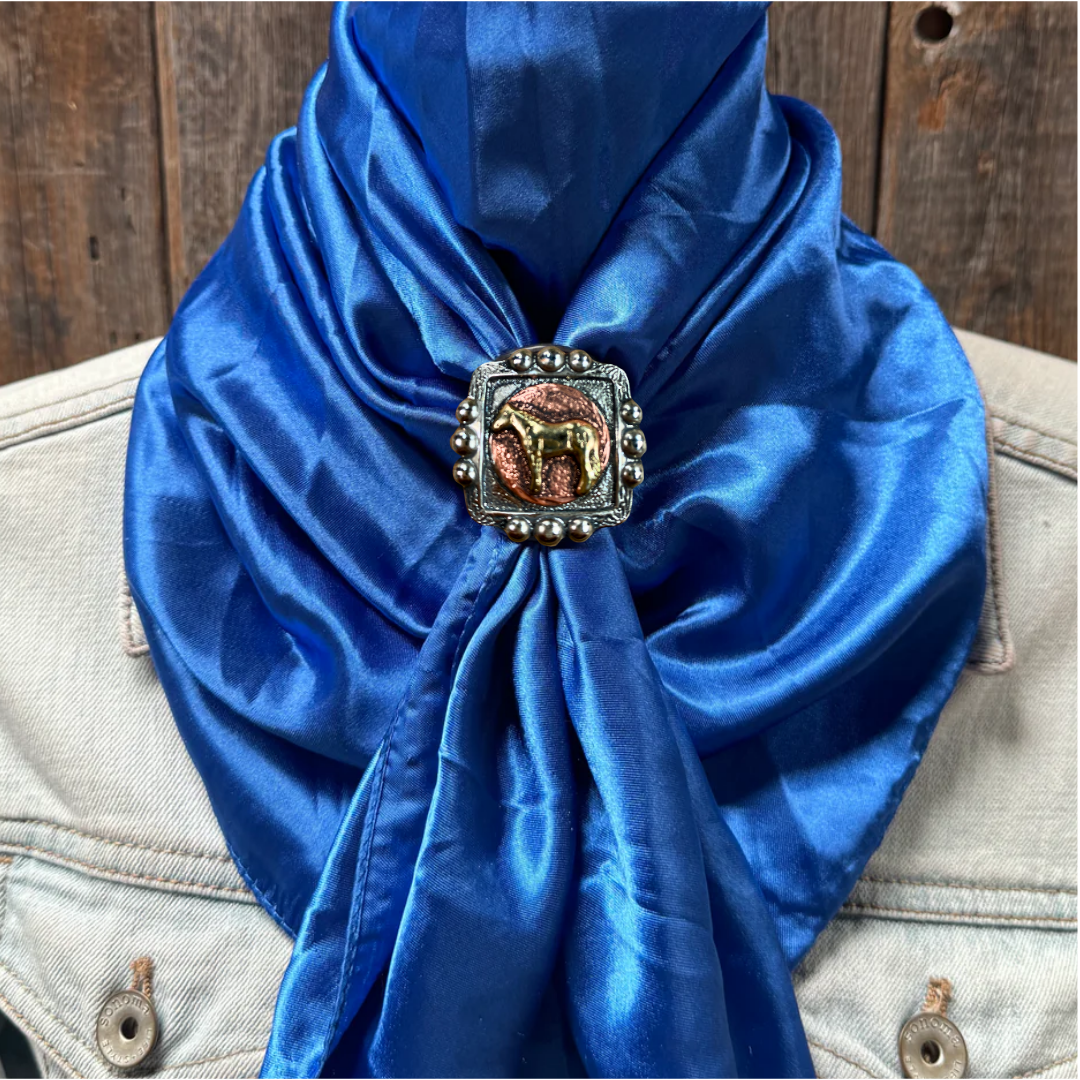 35X35" Solid Electric Blue Wild Rag / Scarf WRS17 - Western Concho Wild Rag Slides - Assorted