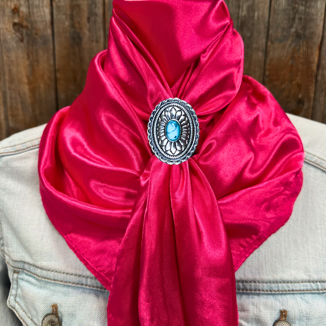 35X35" Solid Hot Pink Wild Rag / Scarf WRS25 - Western Concho Wild Rag Slides - Assorted