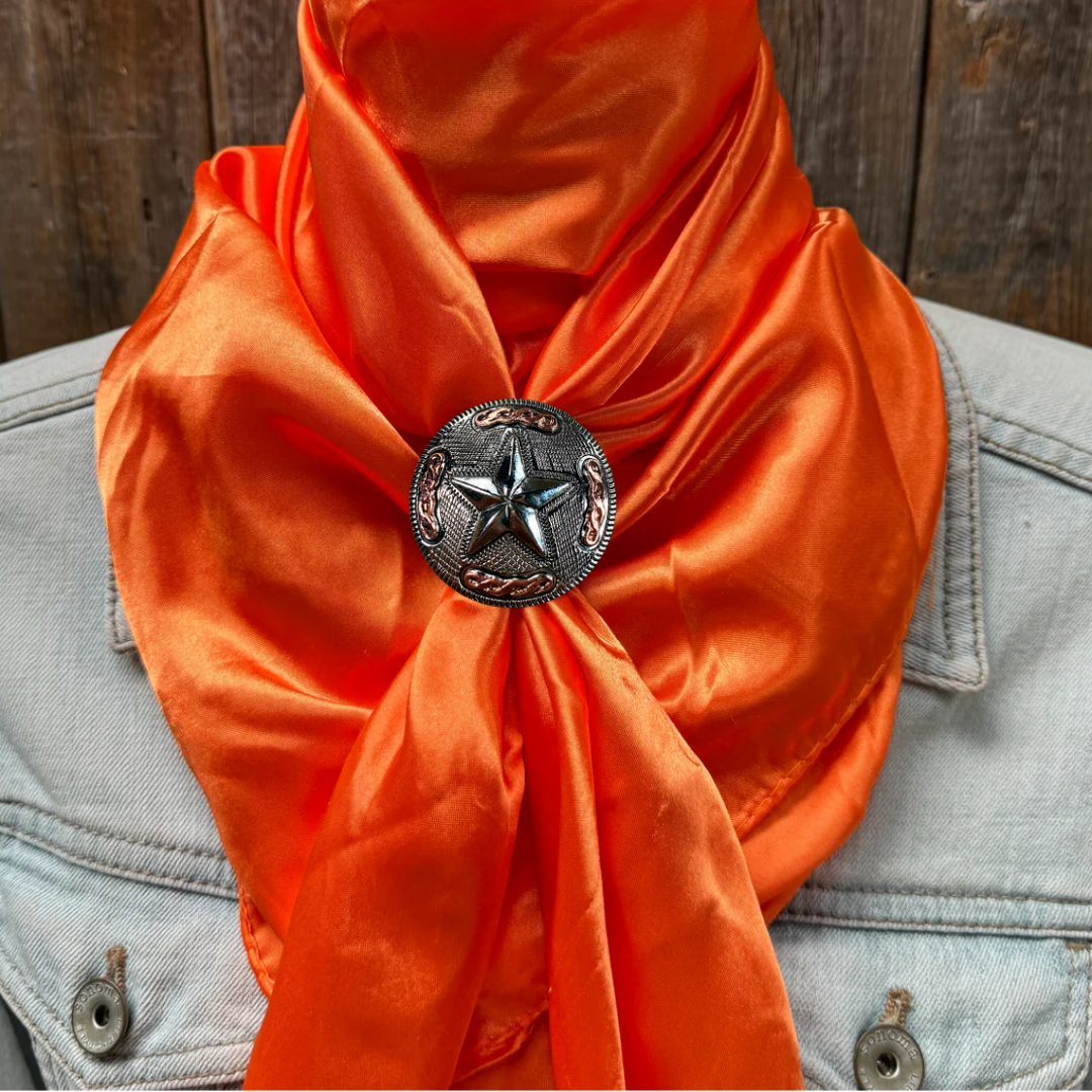 35X35" Solid Orange Wild Rag / Scarf WRS20 - Western Concho Wild Rag Slides - Assorted