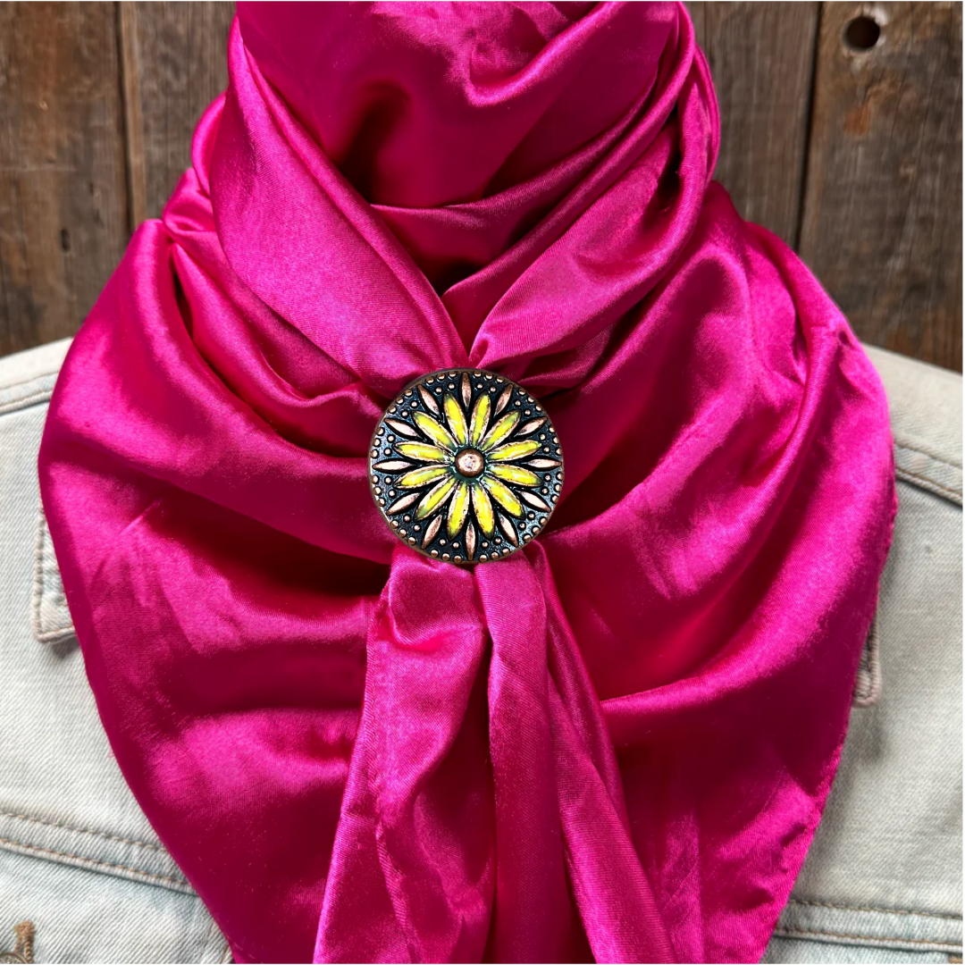 35X35" Solid Fuchsia Wild Rag / Scarf WRS12 - Western Concho Wild Rag Slides - Assorted