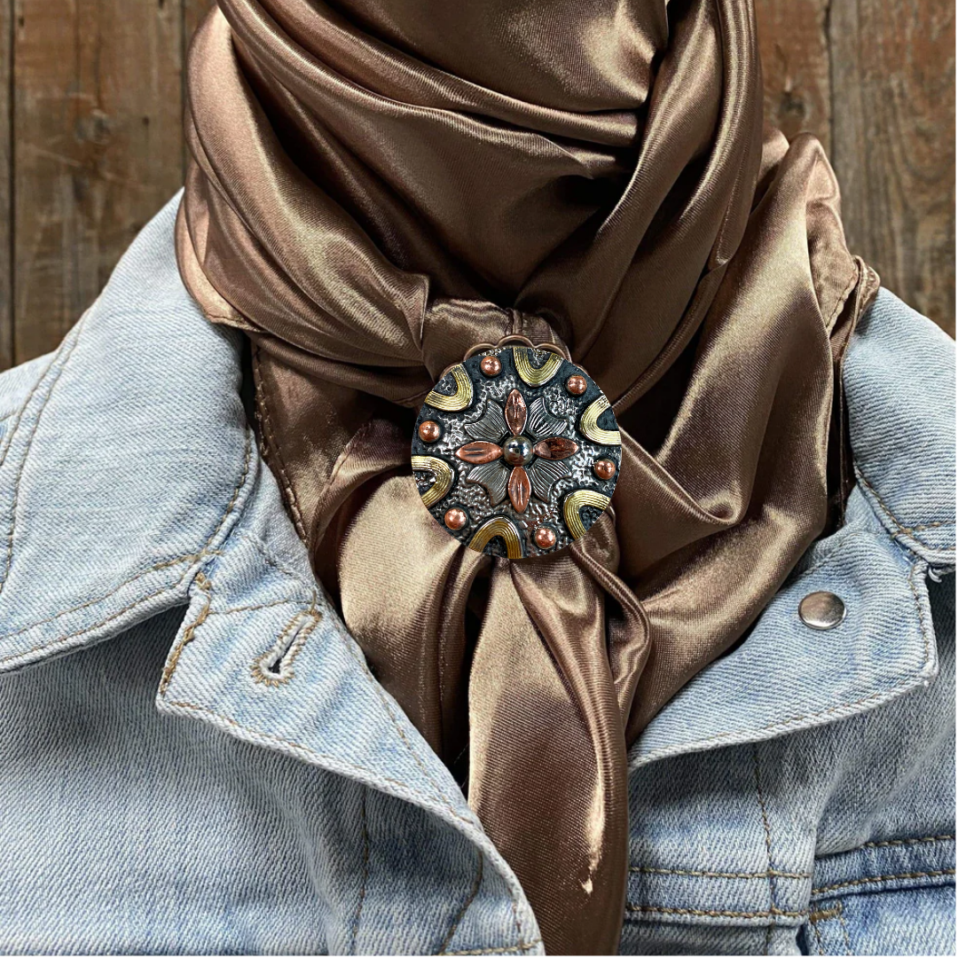 35X35" Solid Tan Wild Rag / Scarf WRS7 - Western Concho Wild Rag Slides - Assorted