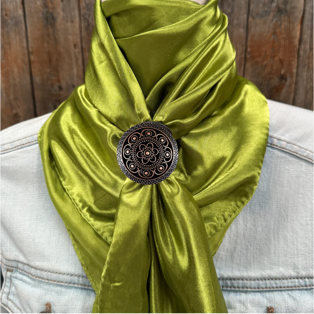 35X35" Solid Light Green Wild Rag / Scarf WRS22 - Western Concho Wild Rag Slides - Assorted