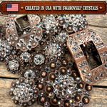 Copper Clear Crystal Conchos | Sizes 1"- 3" | Buckles | Saddle Set | Leather Rosettes | Slide