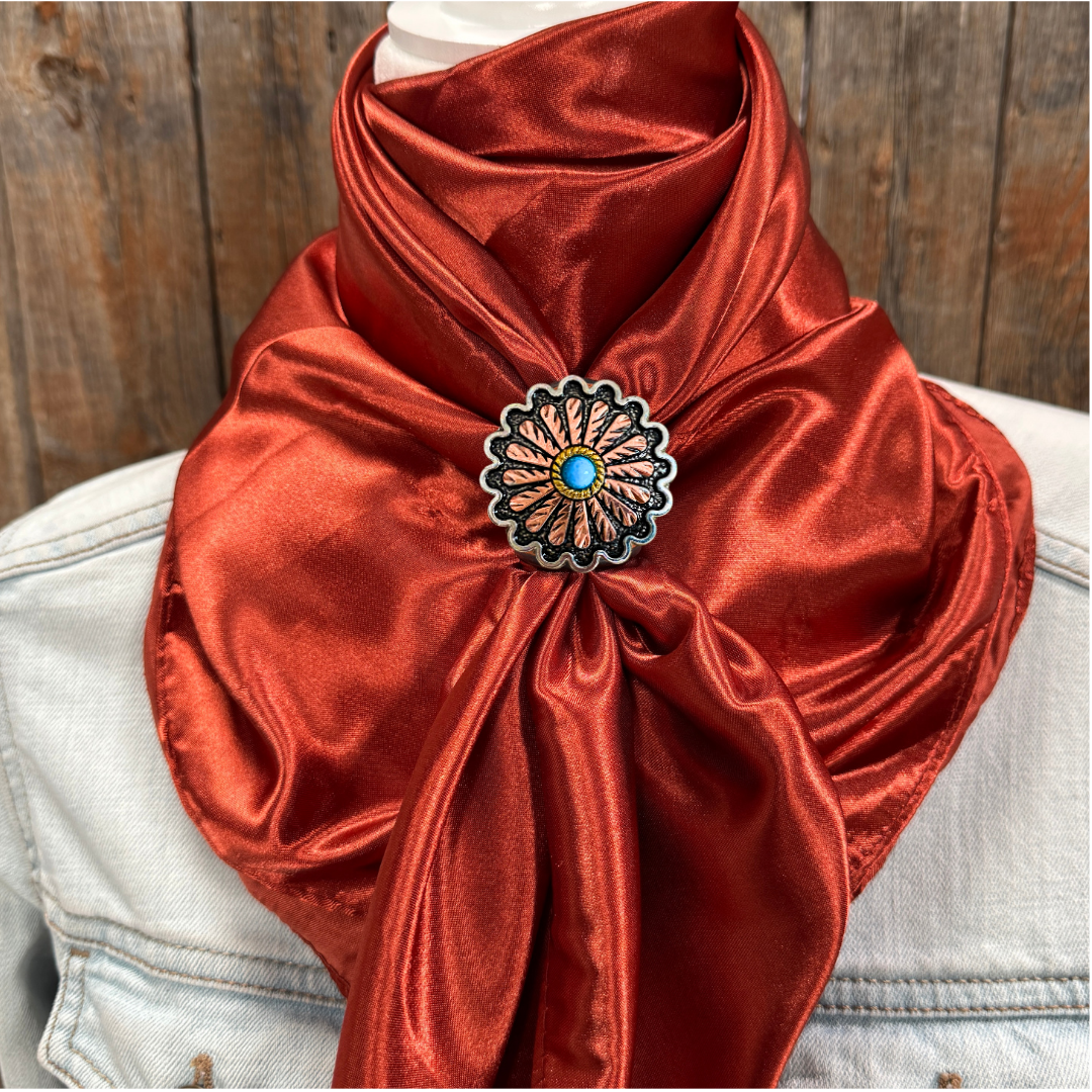 35X35" Solid Rust Wild Rag / Scarf WRS16 - Western Concho Wild Rag Slides - Assorted