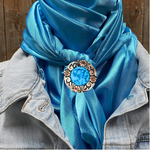 35X35" Solid Aqua Wild Rag / Scarf WRS8 - Western Concho Wild Rag Slides - Assorted