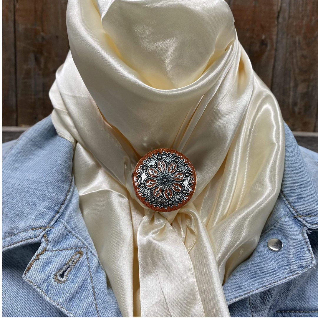 35X35" Solid Cream Wild Rag / Scarf WRS11 - Western Concho Wild Rag Slides - Assorted