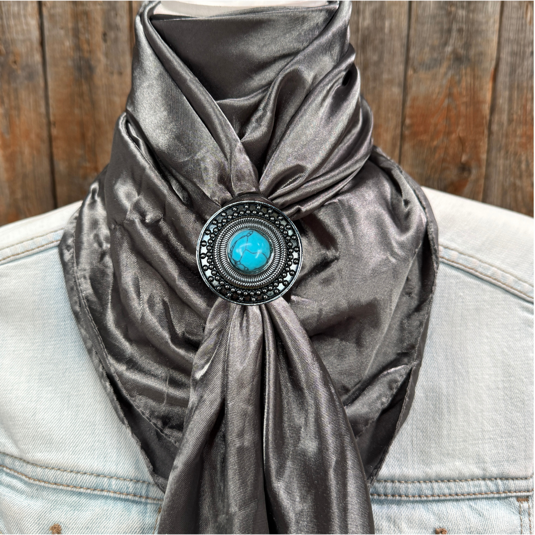 35X35" Solid Silver / Grey Wild Rag / Scarf WRS15 - Western Concho Wild Rag Slides - Assorted