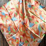 35X35" Peach and Blue Floral Pattern Wild Rag / Scarf WR1036