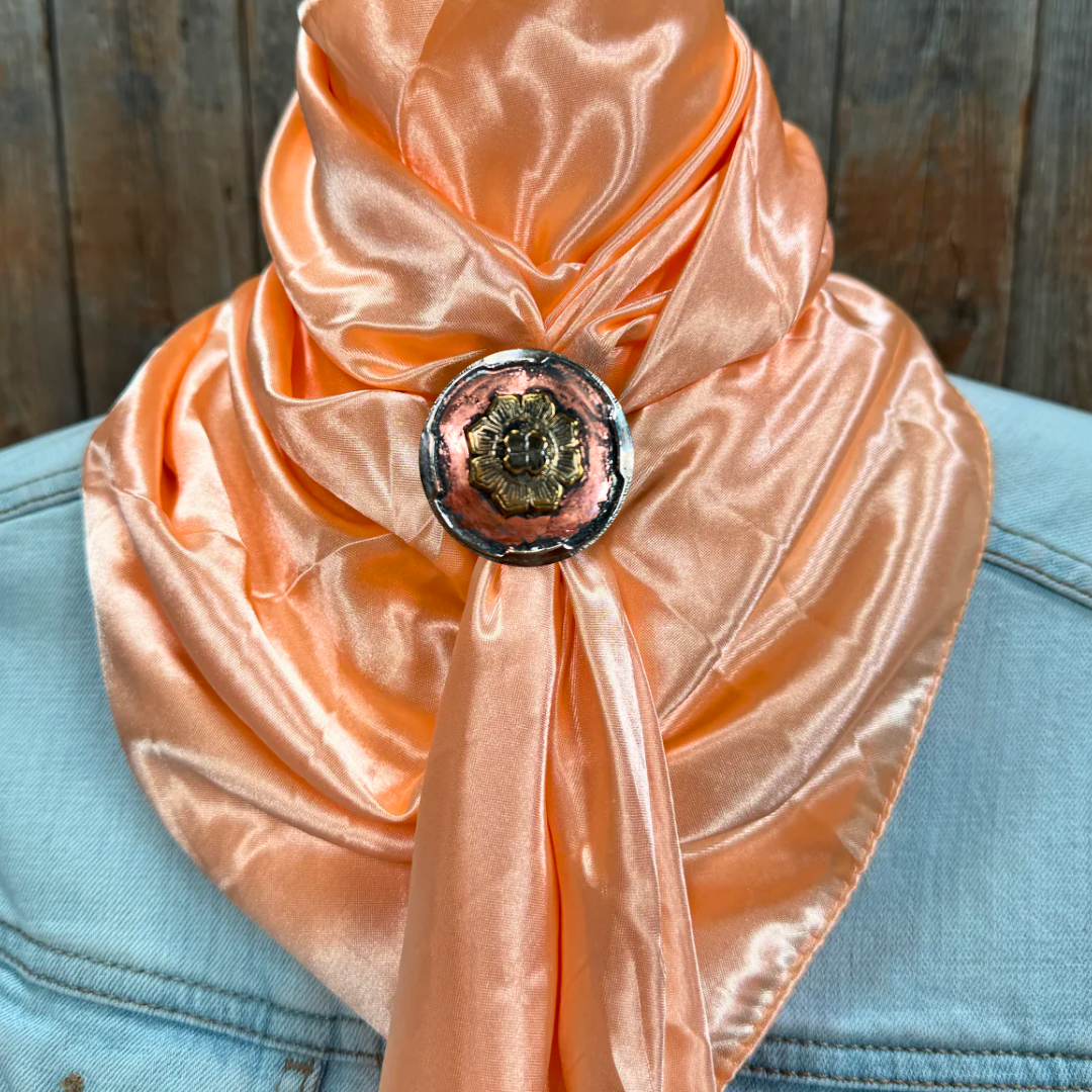 35X35" Solid Peach Wild Rag / Scarf WRS24 - Western Concho Wild Rag Slides - Assorted