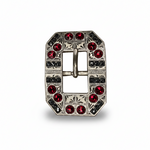 Antique Silver Ruby - Jet Crystal Conchos | Sizes 1"- 3" | Buckles | Saddle Set | Leather Rosettes | Slide