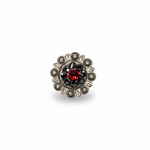 Antique Silver Ruby - Jet Crystal Conchos | Sizes 1"- 3" | Buckles | Saddle Set | Leather Rosettes | Slide