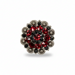 Antique Silver Ruby - Jet Crystal Conchos | Sizes 1"- 3" | Buckles | Saddle Set | Leather Rosettes | Slide
