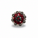 Antique Silver Ruby - Jet Crystal Conchos | Sizes 1"- 3" | Buckles | Saddle Set | Leather Rosettes | Slide