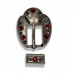 Antique Silver Ruby - Jet Crystal Conchos | Sizes 1"- 3" | Buckles | Saddle Set | Leather Rosettes | Slide