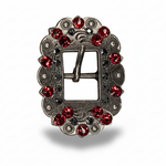Antique Silver Ruby - Jet Crystal Conchos | Sizes 1"- 3" | Buckles | Saddle Set | Leather Rosettes | Slide