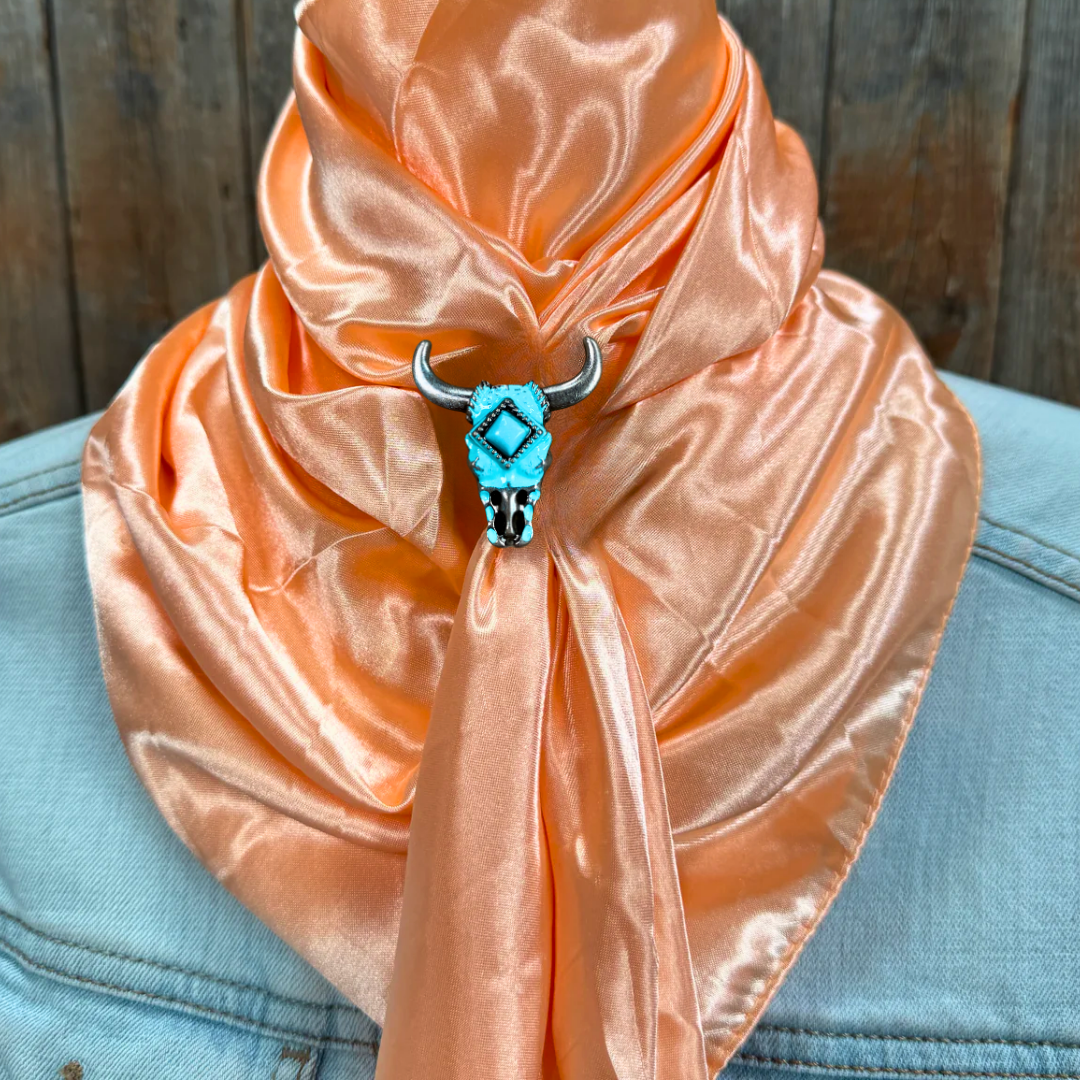 35X35" Solid Peach Wild Rag / Scarf WRS24 - Western Concho Wild Rag Slides - Assorted