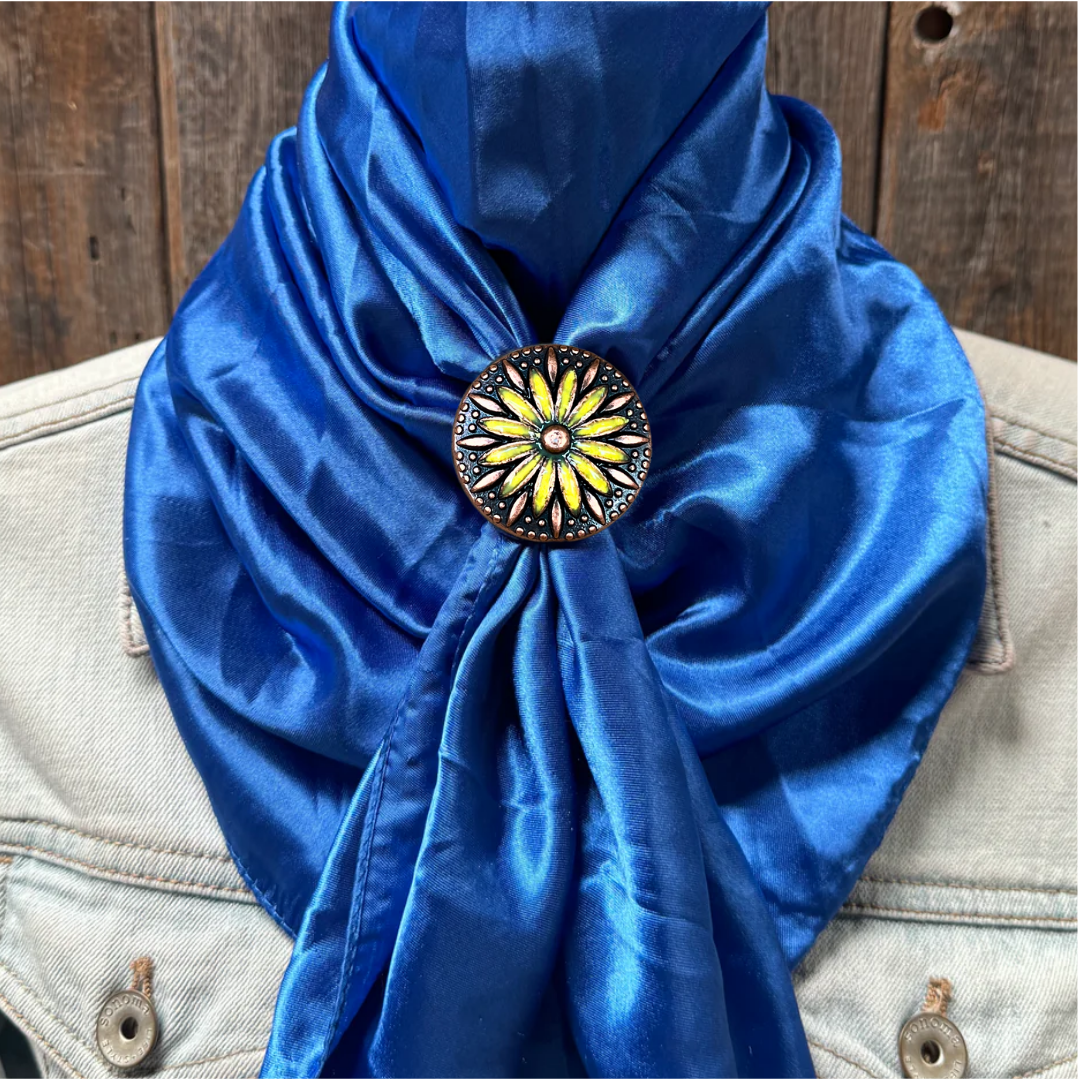 35X35" Solid Electric Blue Wild Rag / Scarf WRS17 - Western Concho Wild Rag Slides - Assorted