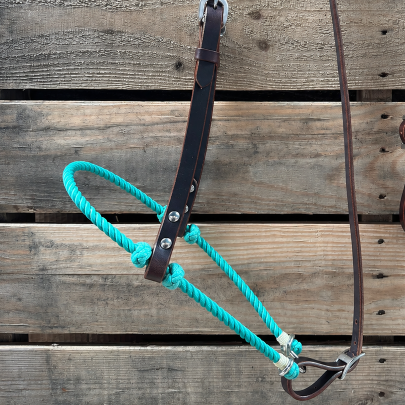 Turquoise Single Rope Noseband Lariat with Leather Hanger #HAN105