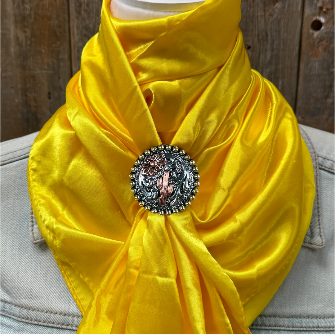 35X35" Solid Yellow Wild Rag / Scarf WRS23 - Western Concho Wild Rag Slides - Assorted