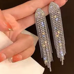Silver Western Rhinestone Dangle Fashion Earrings