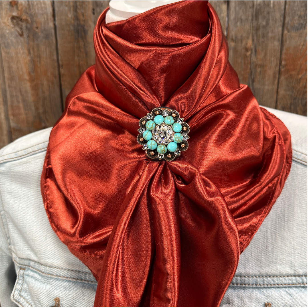 35X35" Solid Rust Wild Rag / Scarf WRS16 - Crystal Concho Wild Rag Slides - Assorted